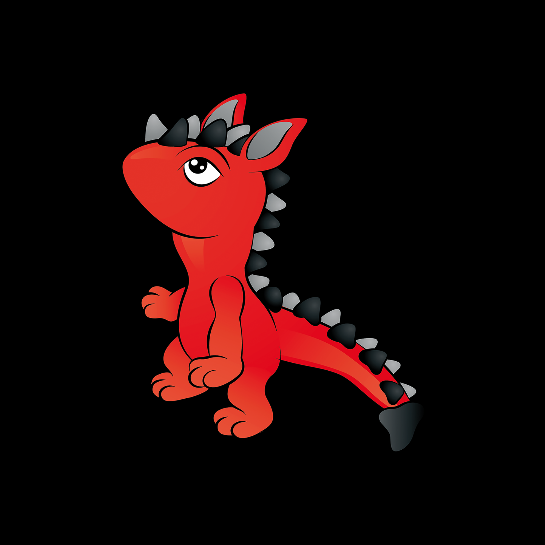 Roter Drache auf schwarzem Hintergrund