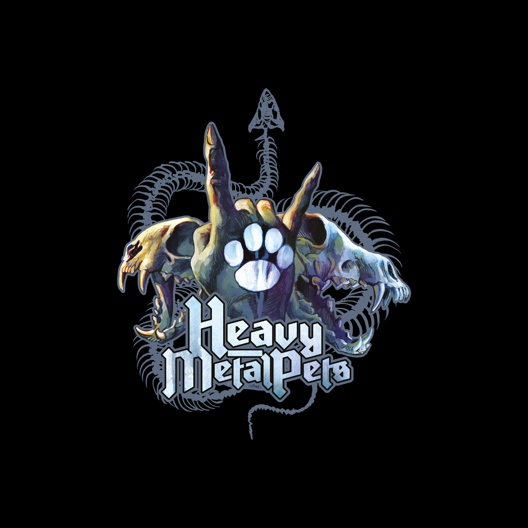 Heavy Metal Pets Design von Timo Wuerz auf schwarzem Hintergrund