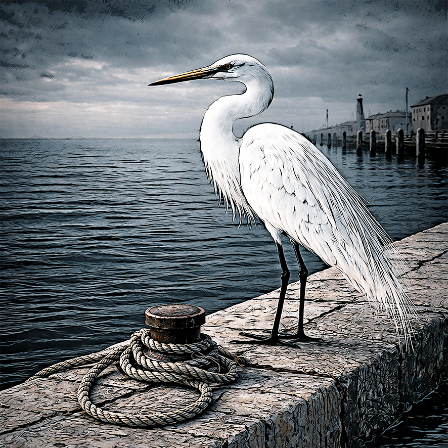 Design Reiher am Pier