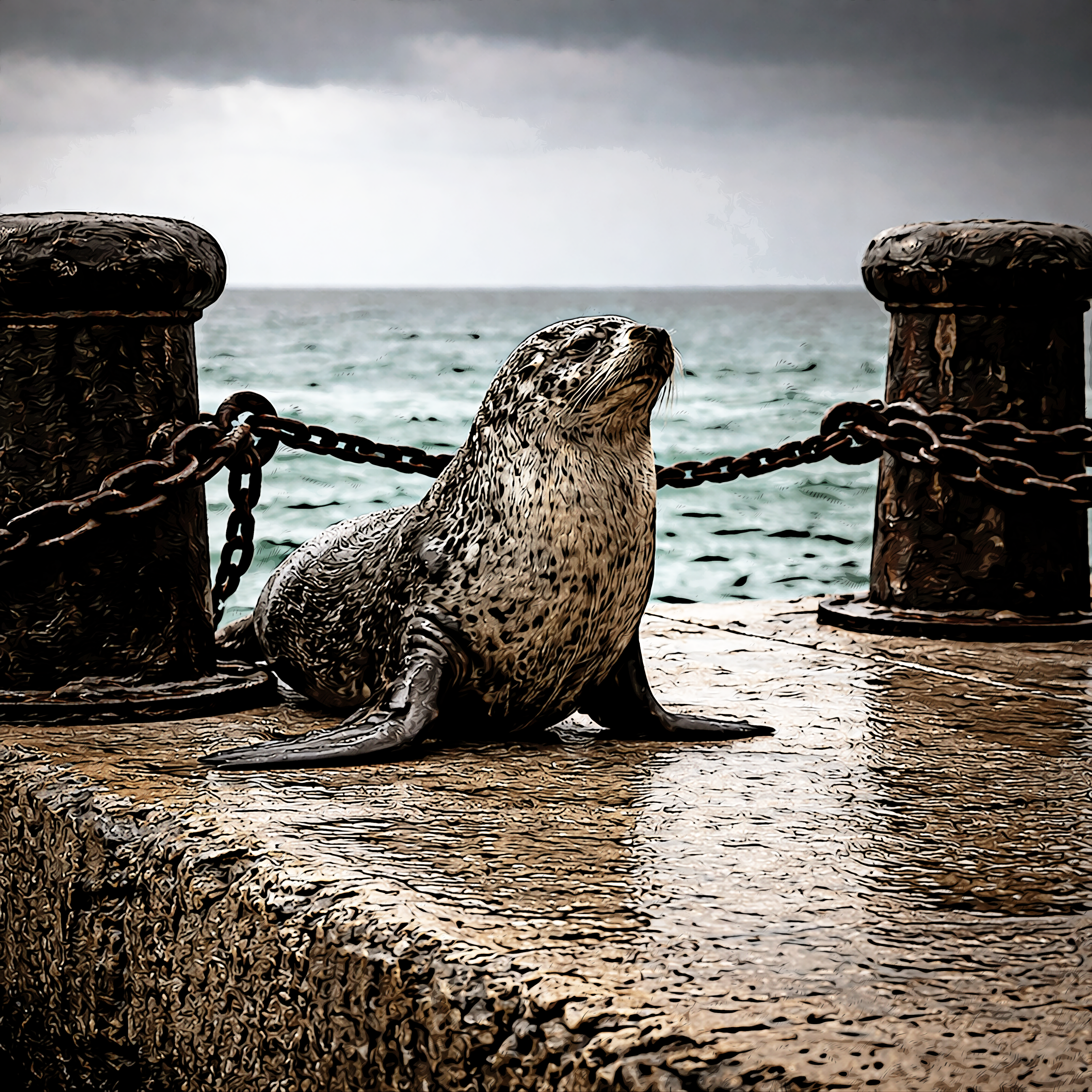 Design Seehund auf Mole