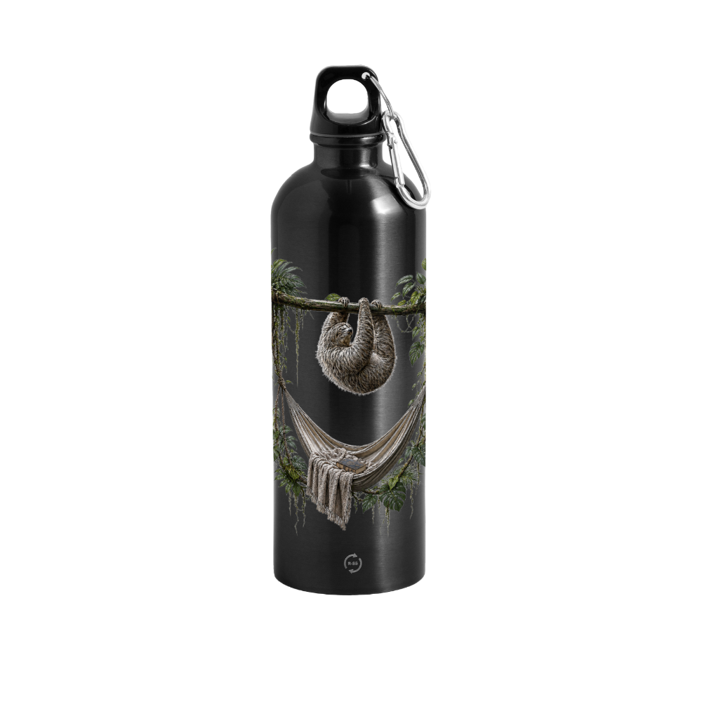 Panorama Trinkflasche mit Karabiner 750 ml - Schwarz