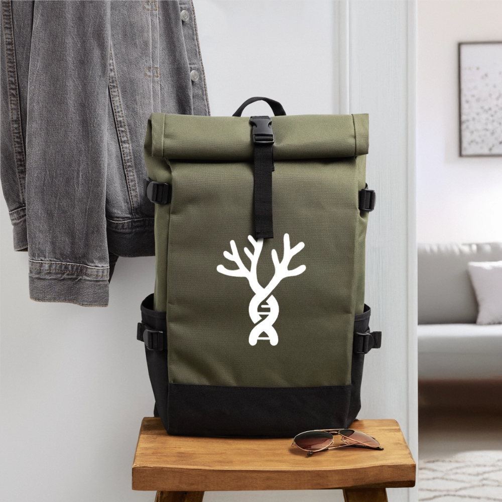 Roll Top Backpack - olive/black