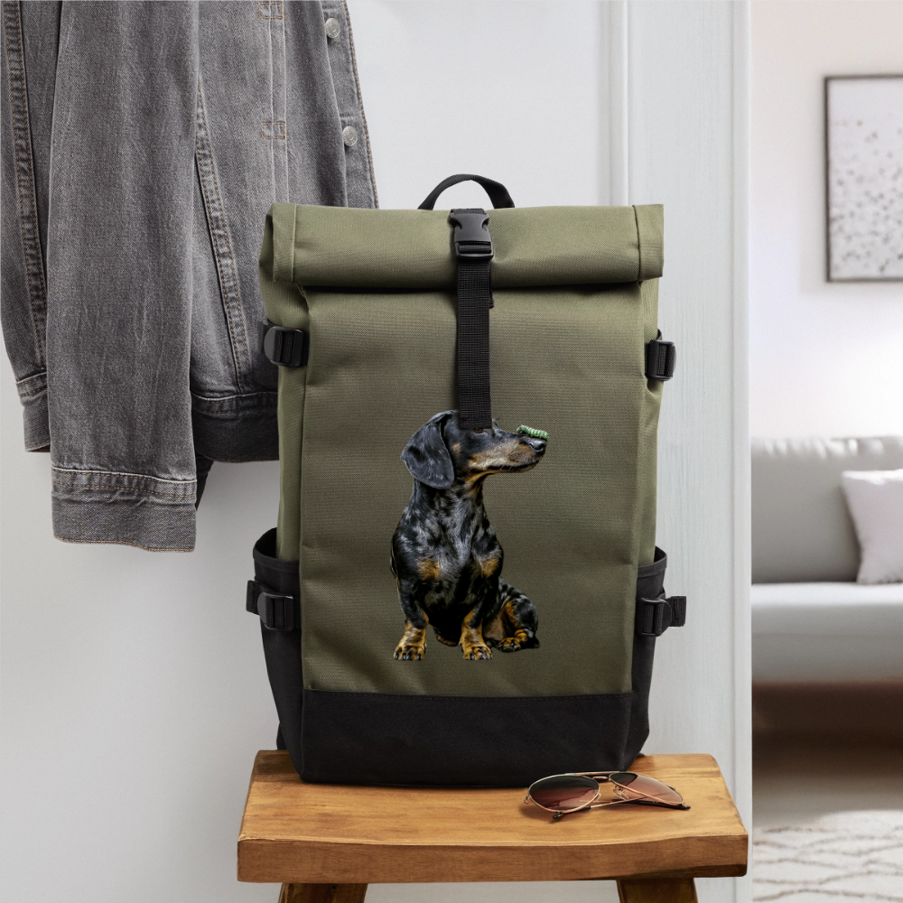 Rolltop Rucksack - Olive/Schwarz