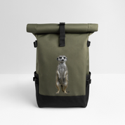 Rolltop Rucksack Erdmännchen - Olive/Schwarz
