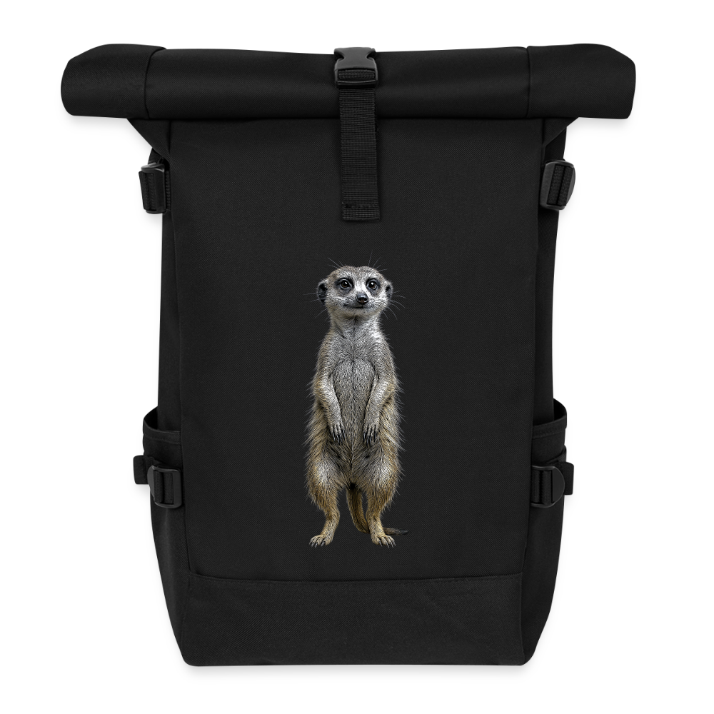 Rolltop Rucksack Erdmännchen - Schwarz