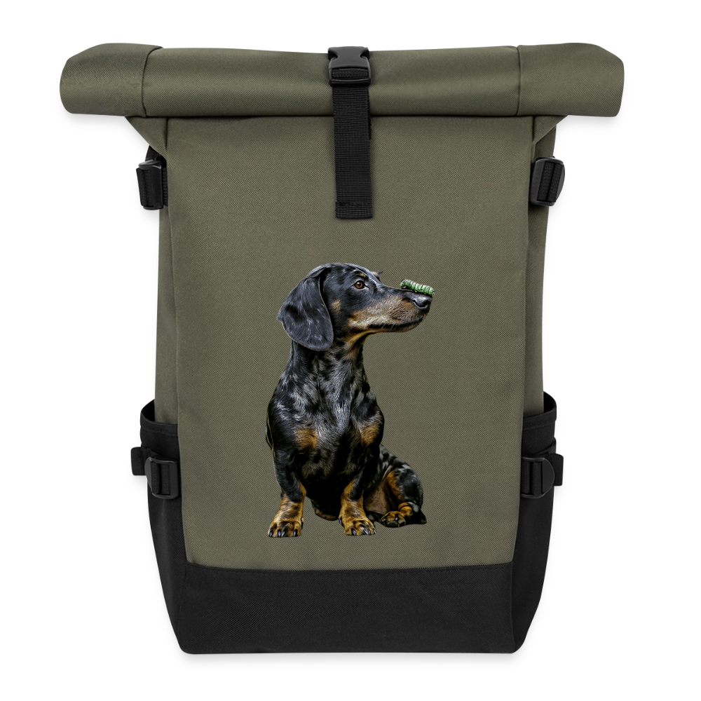 Rolltop Rucksack - Olive/Schwarz