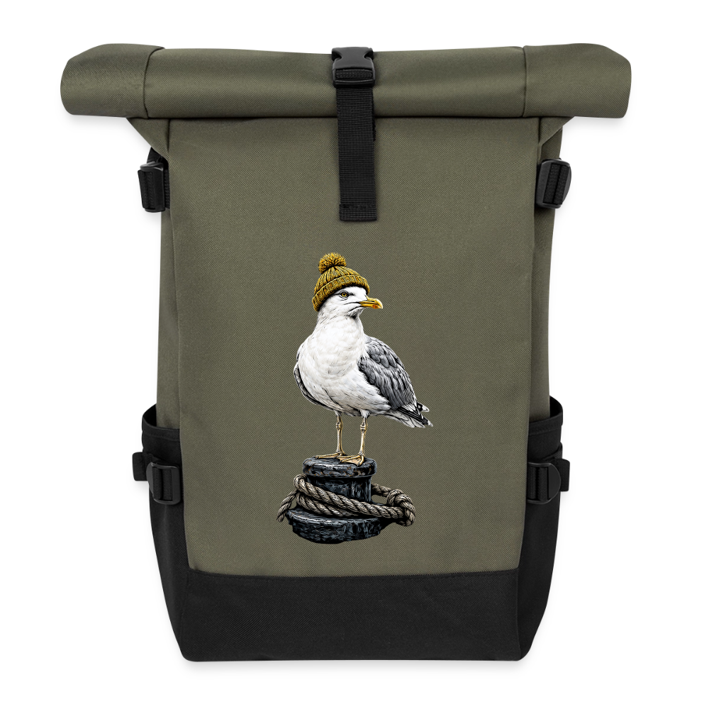 Rolltop Rucksack - Olive/Schwarz
