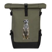 Rolltop Rucksack Erdmännchen - Olive/Schwarz