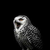 Bild aus Premium-Papier in Metall-Rahmen, Motiv: Schneeeule