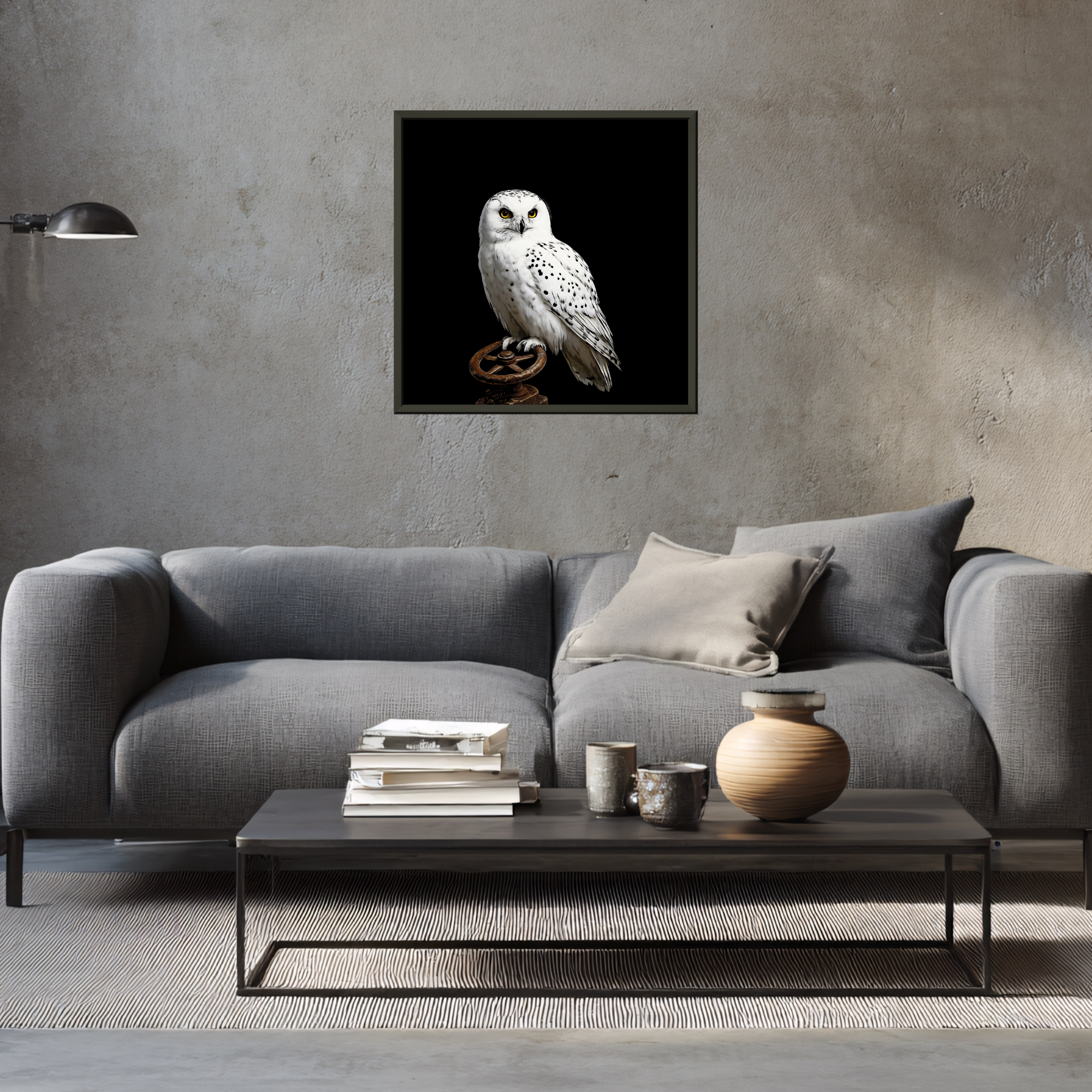 Bild aus Premium-Papier in Metall-Rahmen, Motiv: Schneeeule