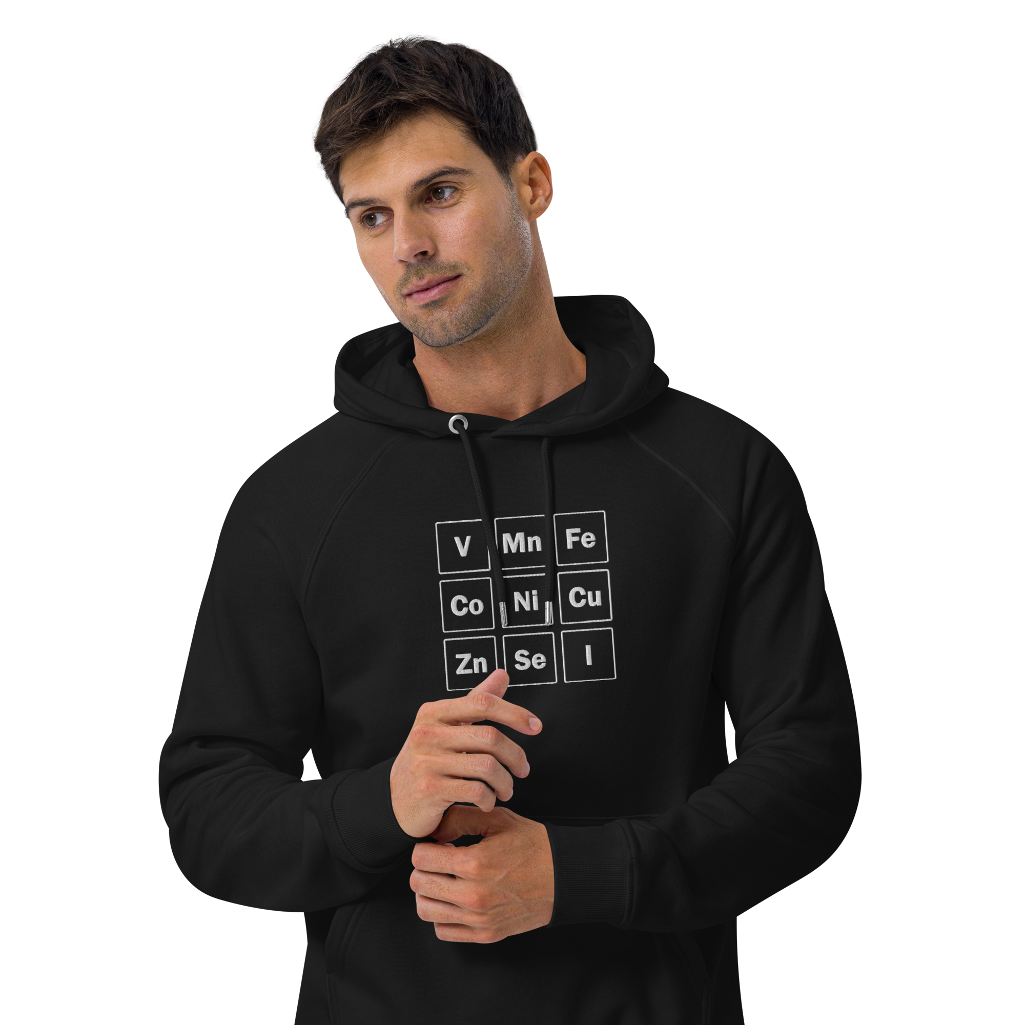 Unisex Bio-Raglan-Hoodie Spurenelemente